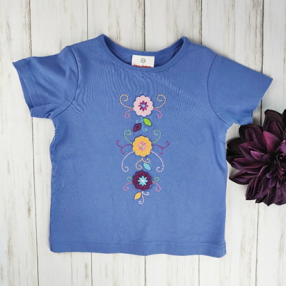 Hanna Andersson girls felt flower t-shirt 110 c7